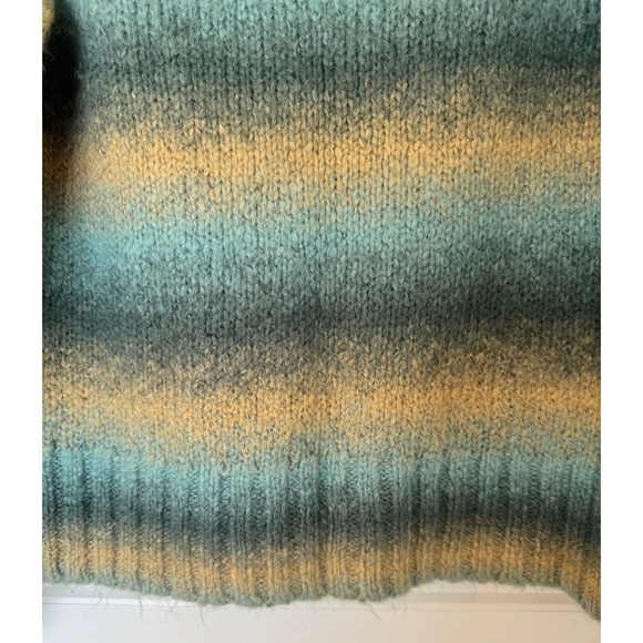 Woolrich Winter Turquoise Cowl Striped Sweater Top Fuzzy Wool Blend Pullover S‎ - Picture 8 of 9